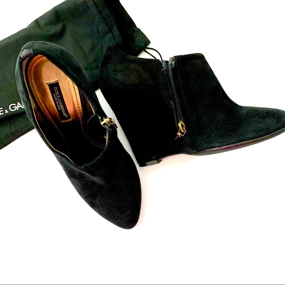 DOLCE & GABBANA black suede wedge  booties 7.5M